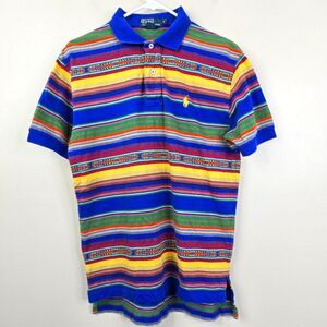 Vintage Polo Ralph Lauren Multicolor Tribal Print Short Sleeve Cotton Polo Small